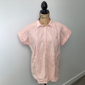 Light Pink Women's Short-Sleeve Button-Front Blouse
